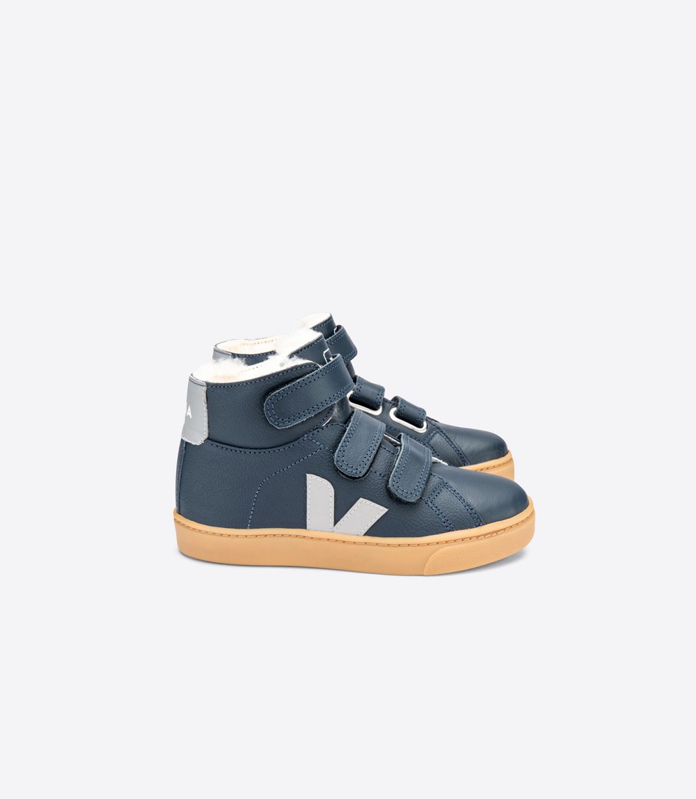 Veja Sneakers Copii - Esplar Mid Piele - Albastri/Albi - 1859046-KL